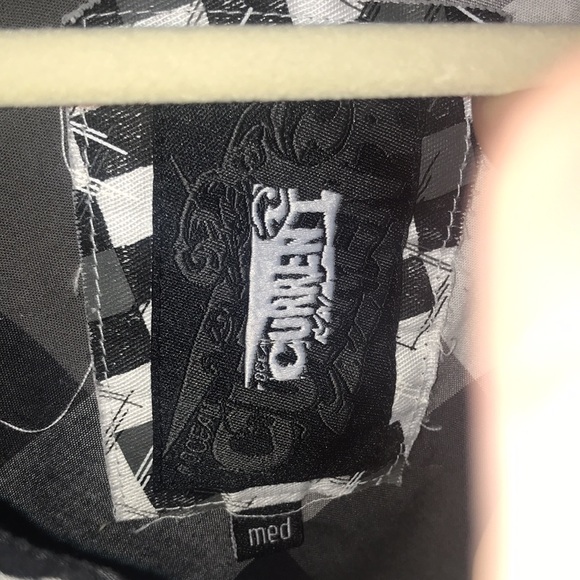 Ocean Current Black and white Greyscale Plaid Longsleeve Button Up Shirt - Picture 2 of 6